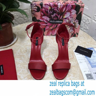 Dolce  &  Gabbana Heel 10.5cm Leather Sandals Red with D & G Heel 2021